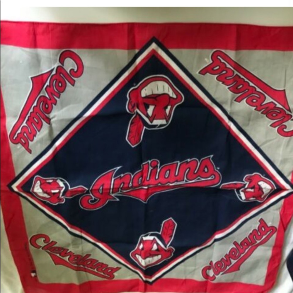 Two Cleveland Indians chief wahoo bandannas scarves dog